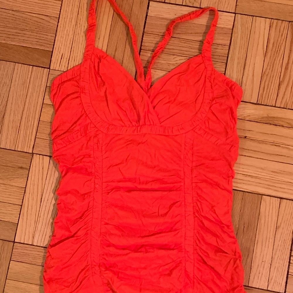 Cute red ruched tank from Anthropologie